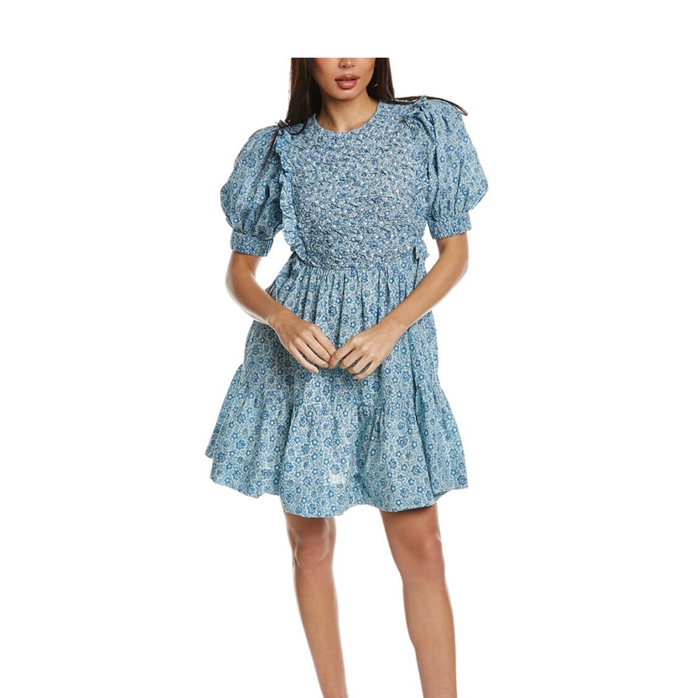 Sea New York Puff Sleeve Smocked Dress
